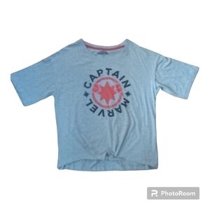 Nwot Women Marvel Captain Marvel Gray Cotton  Blend Graphic T-Shirt - Size Large